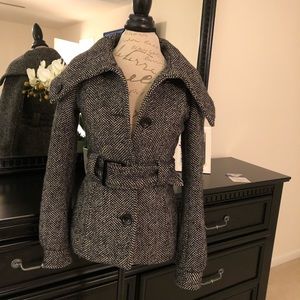 H&M Wool Blend Button Pea Coat w/ Belt